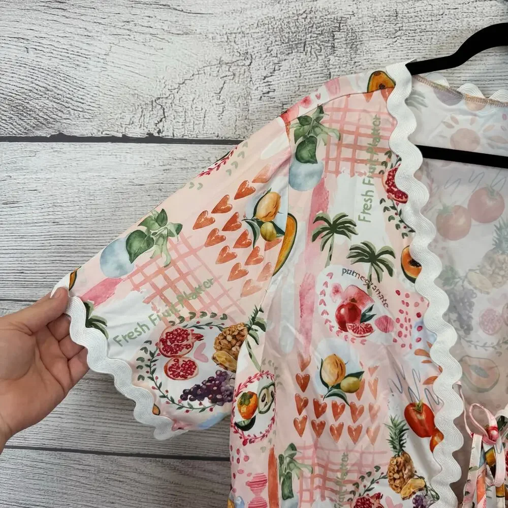 Shein Plus Size Light Pink Summer Fruit Printed 2 Piece Matching Set Size 4XL_3